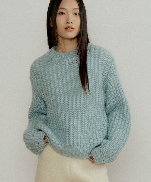 LINGSEOUL(リングソウル)の「kid mohair half neck knit-sky blue(ニット/セーター・レディース・スカイブルー・FREE)」の3枚目の写真