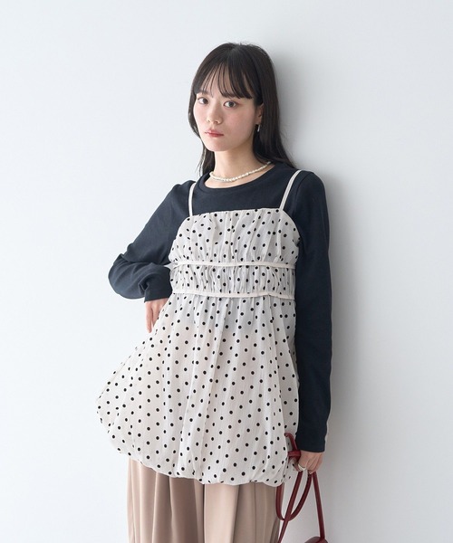 earth music&ecology（アースミュージックアンドエコロジー）の「ドットバルーンキャミチュニック（チュニック・レディース・ブラック系その他5/ドット・FREE）」の5枚目の写真