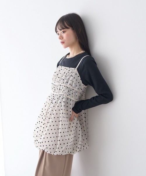 earth music&ecology（アースミュージックアンドエコロジー）の「ドットバルーンキャミチュニック（チュニック・レディース・ブラック系その他5/ドット・FREE）」の6枚目の写真