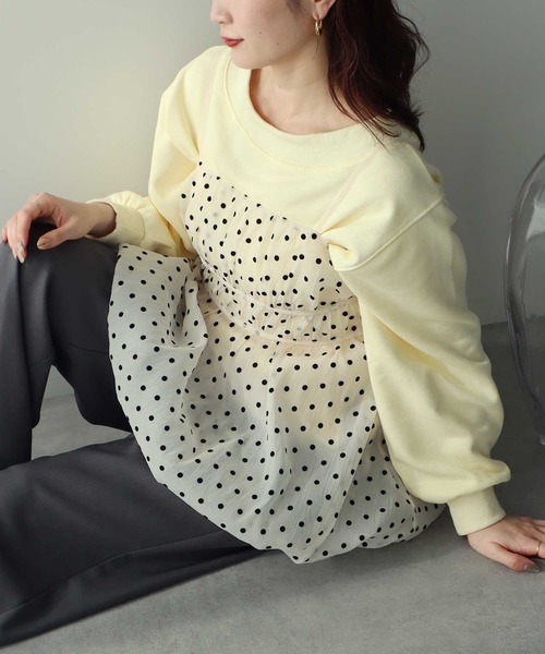 ハンドメイド　小花柄カムソンコーデュロイ　立ち襟バルーンチュニック ハンドメイド 小花柄カムソンコーデュロイ 立ち襟バルーンチュニック