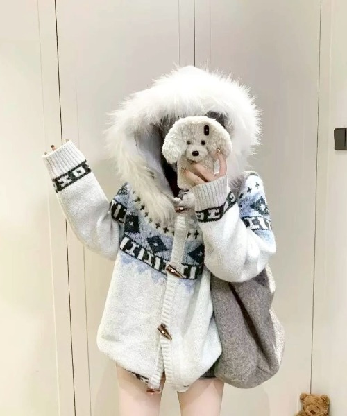 セール】【LAMPOON】フェイクファーニットパーカー（パーカー）｜almo