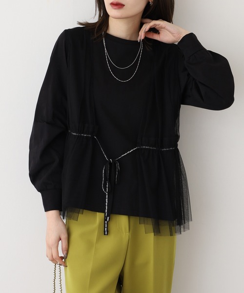 A.N.L(エーエヌエル レーベル)の「A.N.L チュールベストレイヤードトップス(Tシャツ/カットソー・レディース・ブラウン/ブラック/チャコールグレー・38)」の5枚目の写真