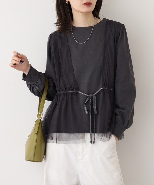 A.N.L(エーエヌエル レーベル)の「A.N.L チュールベストレイヤードトップス(Tシャツ/カットソー・レディース・ブラウン/ブラック/チャコールグレー・38)」の9枚目の写真