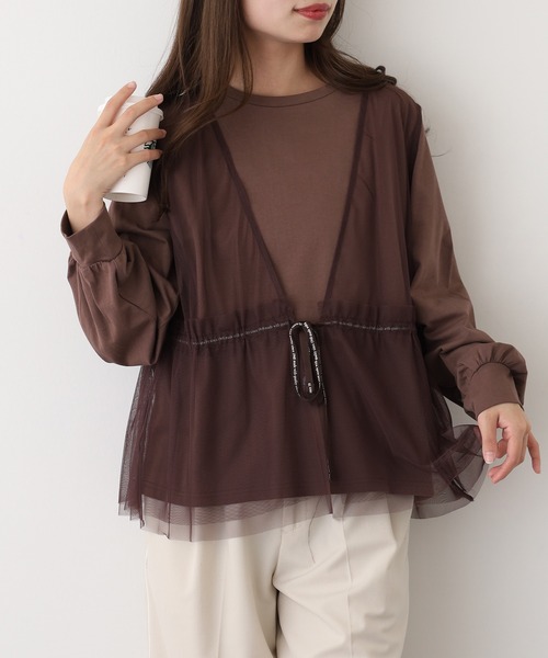 A.N.L(エーエヌエル レーベル)の「A.N.L チュールベストレイヤードトップス(Tシャツ/カットソー・レディース・ブラウン/ブラック/チャコールグレー・38)」の13枚目の写真