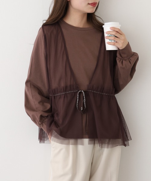 A.N.L(エーエヌエル レーベル)の「A.N.L チュールベストレイヤードトップス(Tシャツ/カットソー・レディース・ブラウン/ブラック/チャコールグレー・38)」の14枚目の写真