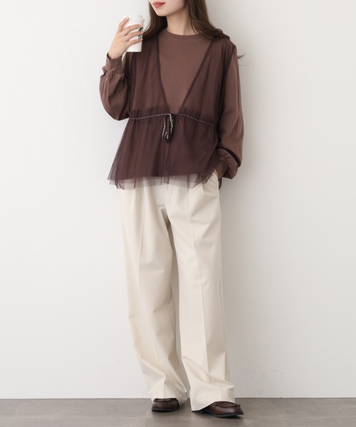 A.N.L(エーエヌエル レーベル)の「A.N.L チュールベストレイヤードトップス(Tシャツ/カットソー・レディース・ブラウン/ブラック/チャコールグレー・38)」の15枚目の写真
