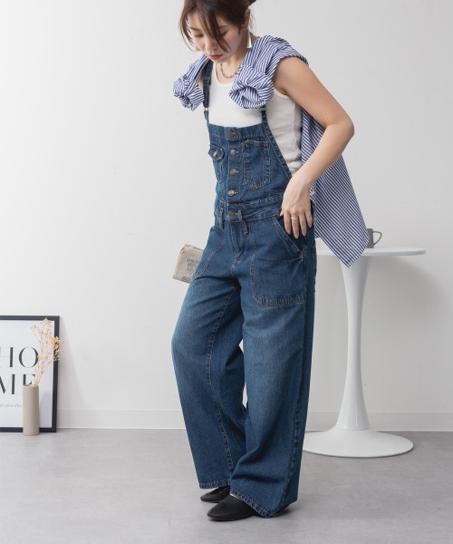 aity(アイティ)の「デニムサロペットワイドパンツ ワイドシルエット 綿100%(サロペット/オーバーオール・レディース・ブルー/ブラック/ネイビー・M/L/LL/3L/4L)」の11枚目の写真