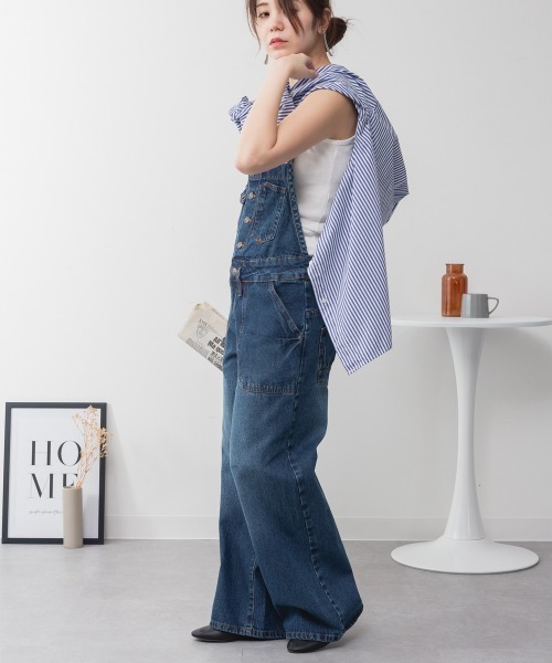 aity(アイティ)の「デニムサロペットワイドパンツ ワイドシルエット 綿100%(サロペット/オーバーオール・レディース・ブルー/ブラック/ネイビー・M/L/LL/3L/4L)」の12枚目の写真