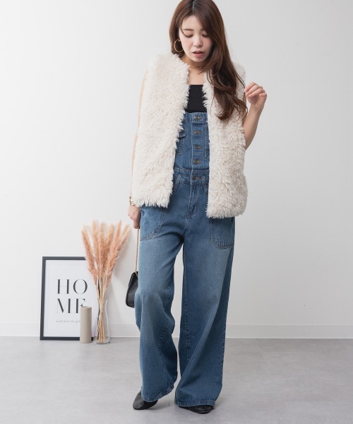 aity(アイティ)の「デニムサロペットワイドパンツ ワイドシルエット 綿100%(サロペット/オーバーオール・レディース・ブルー/ブラック/ネイビー・M/L/LL/3L/4L)」の16枚目の写真