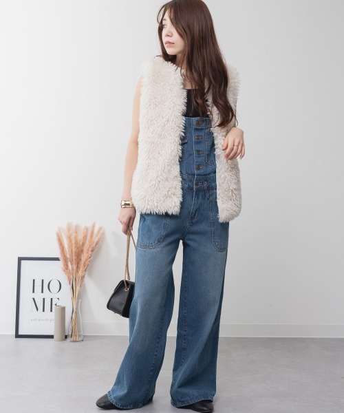 aity(アイティ)の「デニムサロペットワイドパンツ ワイドシルエット 綿100%(サロペット/オーバーオール・レディース・ブルー/ブラック/ネイビー・M/L/LL/3L/4L)」の17枚目の写真