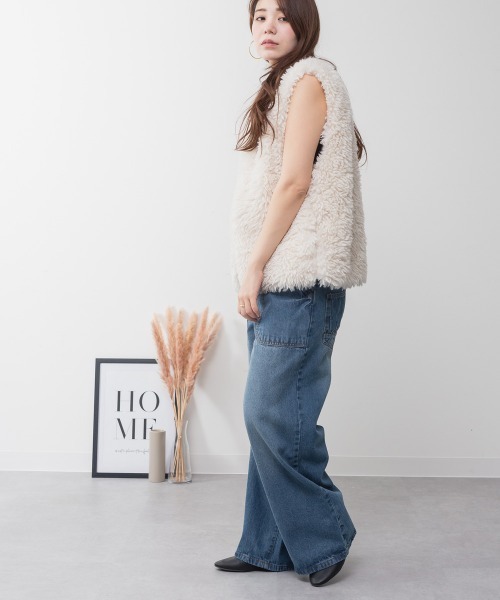 aity(アイティ)の「デニムサロペットワイドパンツ ワイドシルエット 綿100%(サロペット/オーバーオール・レディース・ブルー/ブラック/ネイビー・M/L/LL/3L/4L)」の18枚目の写真