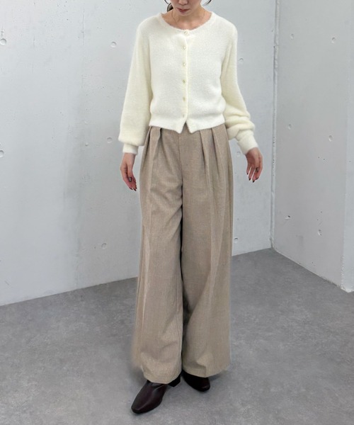 archives（アルシーヴ）の「ベルト付ウールタックワイドスラックス（スラックス・レディース・ベージュ/グレー/チャコールグレー・MEDIUM）」の10枚目の写真