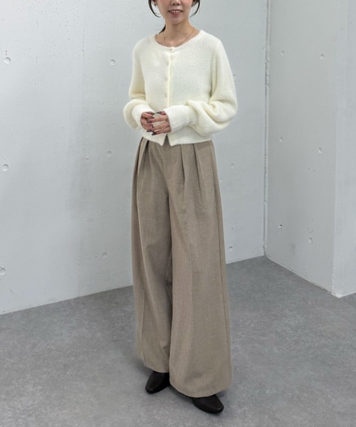 archives（アルシーヴ）の「ベルト付ウールタックワイドスラックス（スラックス・レディース・ベージュ/グレー/チャコールグレー・MEDIUM）」の11枚目の写真