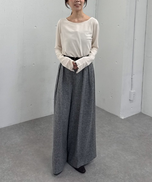 archives（アルシーヴ）の「ベルト付ウールタックワイドスラックス（スラックス・レディース・ベージュ/グレー/チャコールグレー・MEDIUM）」の18枚目の写真