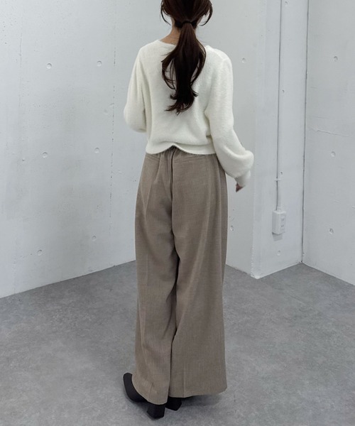 archives（アルシーヴ）の「ベルト付ウールタックワイドスラックス（スラックス・レディース・ベージュ/グレー/チャコールグレー・MEDIUM）」の13枚目の写真