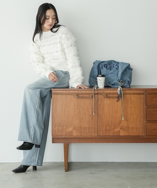 mili an deni（ミリアンデニ）の「ミックスヤーンシャギーニットプルオーバー（ニット/セーター・レディース・オフホワイト/ブラック・M）」の6枚目の写真