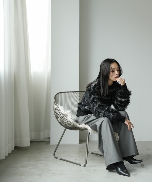 mili an deni（ミリアンデニ）の「ミックスヤーンシャギーニットプルオーバー（ニット/セーター・レディース・オフホワイト/ブラック・M）」の10枚目の写真