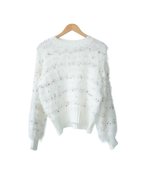 mili an deni（ミリアンデニ）の「ミックスヤーンシャギーニットプルオーバー（ニット/セーター・レディース・オフホワイト/ブラック・M）」の16枚目の写真