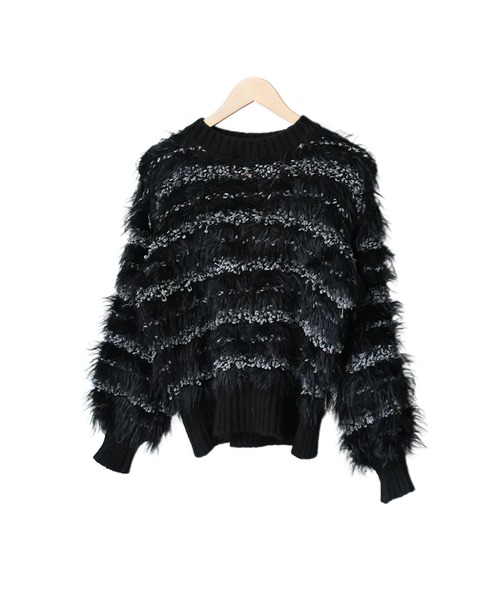 mili an deni（ミリアンデニ）の「ミックスヤーンシャギーニットプルオーバー（ニット/セーター・レディース・オフホワイト/ブラック・M）」の17枚目の写真