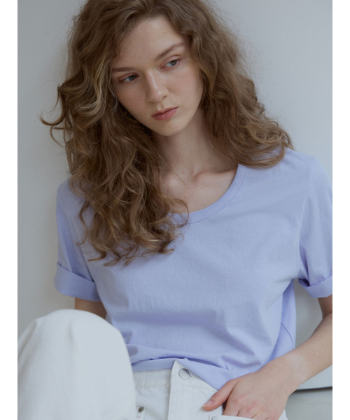 GRIDAJ（クリダジェイ）の「UネックターンアップバクシTシャツ[パープル]（Tシャツ/カットソー・レディース・パープル・FREE）」の3枚目の写真
