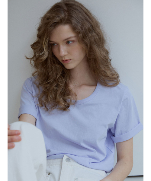 GRIDAJ（クリダジェイ）の「UネックターンアップバクシTシャツ[パープル]（Tシャツ/カットソー・レディース・パープル・FREE）」の4枚目の写真