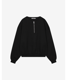 ADLIELOS（エドリエルロス）の「ボーダーカラーレスハーフジップスウェットシャツ[ブラック]（スウェット）」