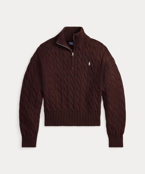 POLO RALPH LAUREN(ポロ ラルフ ローレン)の「ケーブルニット コットン クォータージップ セーター(ニット/セーター・レディース・ブラウン系・L/M/S/XL/XS)」の7枚目の写真