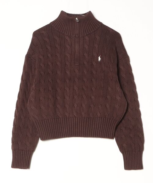 POLO RALPH LAUREN(ポロ ラルフ ローレン)の「ケーブルニット コットン クォータージップ セーター(ニット/セーター・レディース・ブラウン系・L/M/S/XL/XS)」の2枚目の写真