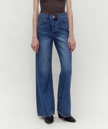 m.m.m（ムー）の「ミッドライズワイドロングデニム_濃紺（デニムパンツ）」