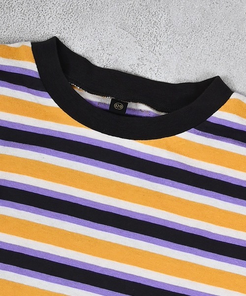 MARKEY'S（マーキーズ）の「先染めマルチボーダーロンティー（Tシャツ/カットソー・キッズ・グリーン系その他/レッド系その他/イエロー系その他・80/90/95/100/110/120/130/140/150）」の22枚目の写真