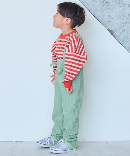 MARKEY'S（マーキーズ）の「先染めマルチボーダーロンティー（Tシャツ/カットソー・キッズ・グリーン系その他/レッド系その他/イエロー系その他・80/90/95/100/110/120/130/140/150）」の20枚目の写真