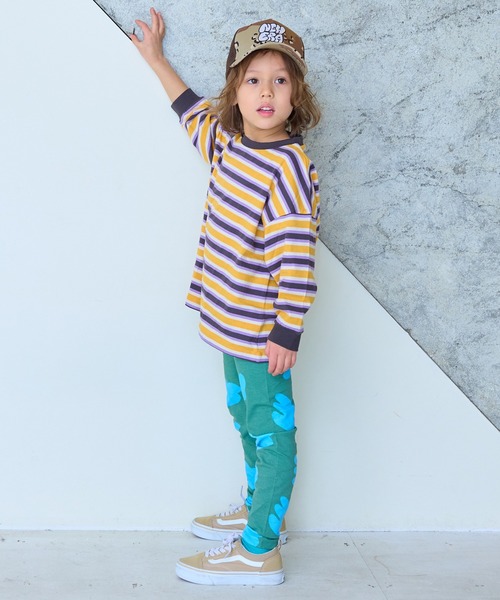 MARKEY'S（マーキーズ）の「先染めマルチボーダーロンティー（Tシャツ/カットソー・キッズ・グリーン系その他/レッド系その他/イエロー系その他・80/90/95/100/110/120/130/140/150）」の10枚目の写真