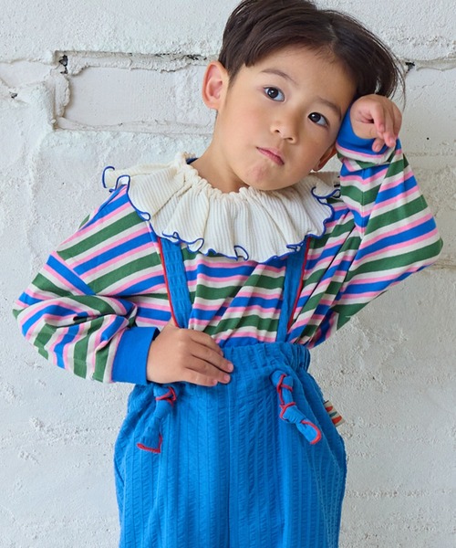 MARKEY'S（マーキーズ）の「先染めマルチボーダーロンティー（Tシャツ/カットソー・キッズ・グリーン系その他/レッド系その他/イエロー系その他・80/90/95/100/110/120/130/140/150）」の12枚目の写真