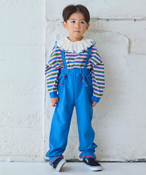 MARKEY'S（マーキーズ）の「先染めマルチボーダーロンティー（Tシャツ/カットソー・キッズ・グリーン系その他/レッド系その他/イエロー系その他・80/90/95/100/110/120/130/140/150）」の14枚目の写真