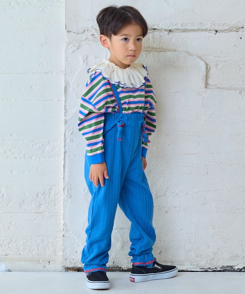 MARKEY'S（マーキーズ）の「先染めマルチボーダーロンティー（Tシャツ/カットソー・キッズ・グリーン系その他/レッド系その他/イエロー系その他・80/90/95/100/110/120/130/140/150）」の15枚目の写真