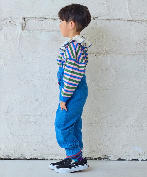 MARKEY'S（マーキーズ）の「先染めマルチボーダーロンティー（Tシャツ/カットソー・キッズ・グリーン系その他/レッド系その他/イエロー系その他・80/90/95/100/110/120/130/140/150）」の16枚目の写真