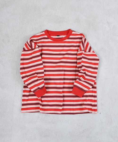 MARKEY'S（マーキーズ）の「先染めマルチボーダーロンティー（Tシャツ/カットソー・キッズ・グリーン系その他/レッド系その他/イエロー系その他・80/90/95/100/110/120/130/140/150）」の18枚目の写真