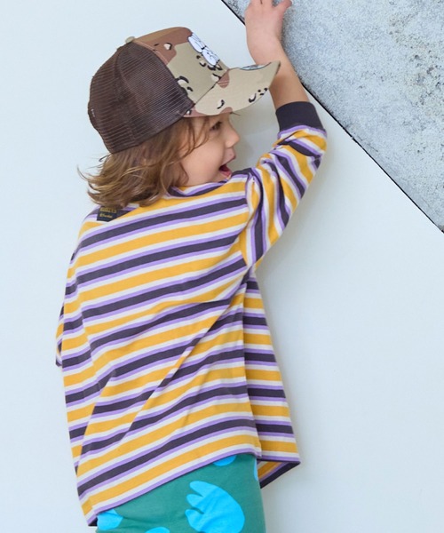 MARKEY'S（マーキーズ）の「先染めマルチボーダーロンティー（Tシャツ/カットソー・キッズ・グリーン系その他/レッド系その他/イエロー系その他・80/90/95/100/110/120/130/140/150）」の7枚目の写真