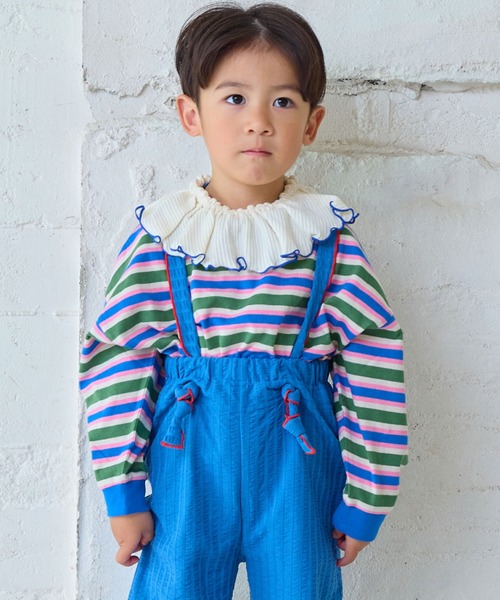 MARKEY'S（マーキーズ）の「先染めマルチボーダーロンティー（Tシャツ/カットソー・キッズ・グリーン系その他/レッド系その他/イエロー系その他・80/90/95/100/110/120/130/140/150）」の13枚目の写真