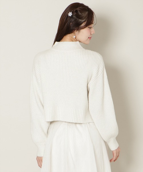 WILLSELECTION（ウィルセレクション）の「ブローチ付きクロップドラメニット（ニット/セーター・レディース・ピンク/オフホワイト/ブラック/サックスブルー/ミント・FREE）」の10枚目の写真