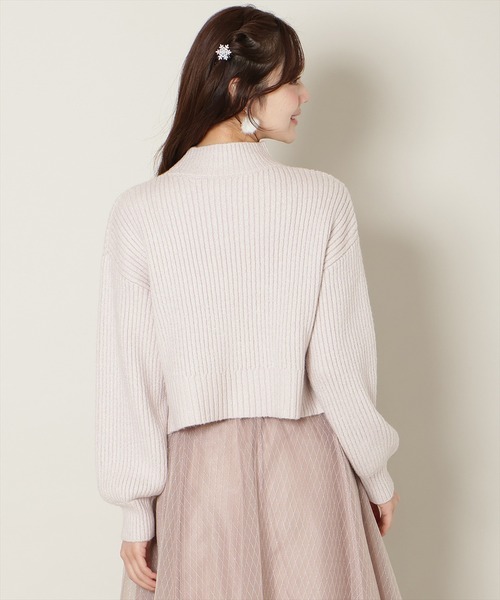 WILLSELECTION（ウィルセレクション）の「ブローチ付きクロップドラメニット（ニット/セーター・レディース・ピンク/オフホワイト/ブラック/サックスブルー/ミント・FREE）」の21枚目の写真