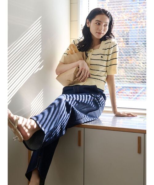 LAGUNAMOON(ラグナムーン)の「【POLO BCSコラボ】ブークレヤーンハーフスリーブコンパクトニットカーディガン(ニット/セーター・レディース・イエロー/オフホワイト/ネイビー/ホワイト/ライトブルー・FREE)」の9枚目の写真