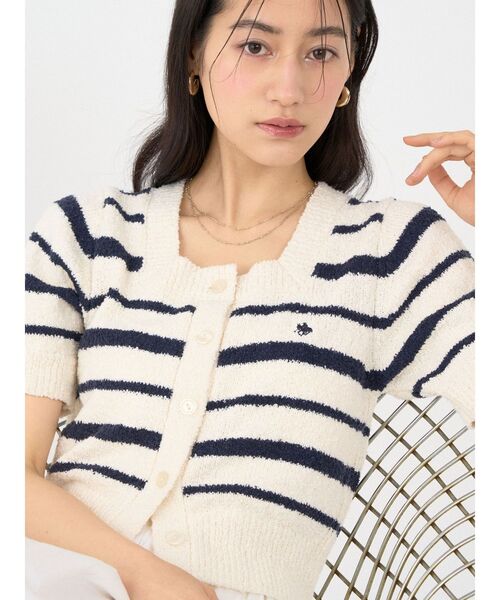 LAGUNAMOON(ラグナムーン)の「【POLO BCSコラボ】ブークレヤーンハーフスリーブコンパクトニットカーディガン(ニット/セーター・レディース・イエロー/オフホワイト/ネイビー/ホワイト/ライトブルー・FREE)」の22枚目の写真