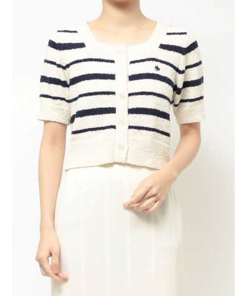 LAGUNAMOON(ラグナムーン)の「【POLO BCSコラボ】ブークレヤーンハーフスリーブコンパクトニットカーディガン(ニット/セーター・レディース・イエロー/オフホワイト/ネイビー/ホワイト/ライトブルー・FREE)」の17枚目の写真