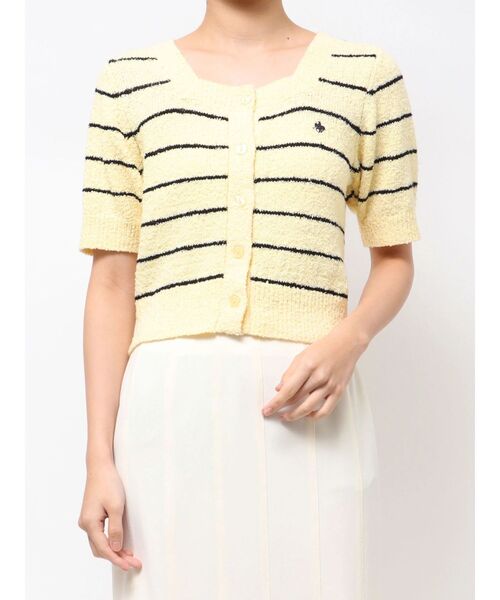 LAGUNAMOON(ラグナムーン)の「【POLO BCSコラボ】ブークレヤーンハーフスリーブコンパクトニットカーディガン(ニット/セーター・レディース・イエロー/オフホワイト/ネイビー/ホワイト/ライトブルー・FREE)」の18枚目の写真