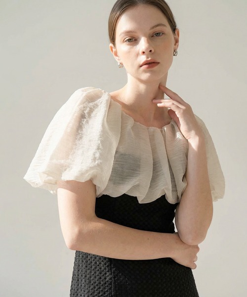 セール】【LEJA】2WAYオフショルダーパフスリーブマーメイドワンピース