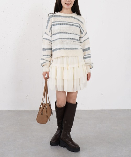 archives(アルシーヴ)の「ミックスヤーンランダムボーダーニットプルオーバー(ニット/セーター・レディース・チャコールグレー/ブルー/アイボリー・MEDIUM)」の16枚目の写真