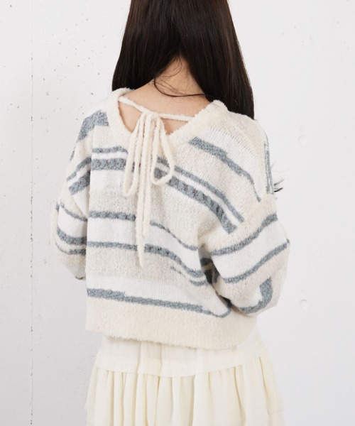 archives(アルシーヴ)の「ミックスヤーンランダムボーダーニットプルオーバー(ニット/セーター・レディース・チャコールグレー/ブルー/アイボリー・MEDIUM)」の15枚目の写真