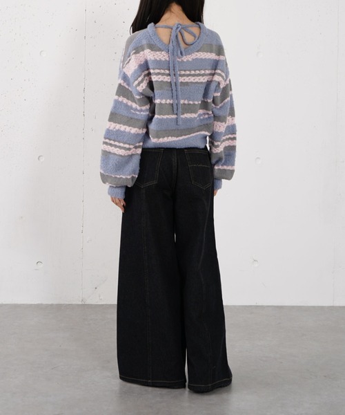 archives(アルシーヴ)の「ミックスヤーンランダムボーダーニットプルオーバー(ニット/セーター・レディース・チャコールグレー/ブルー/アイボリー・MEDIUM)」の10枚目の写真