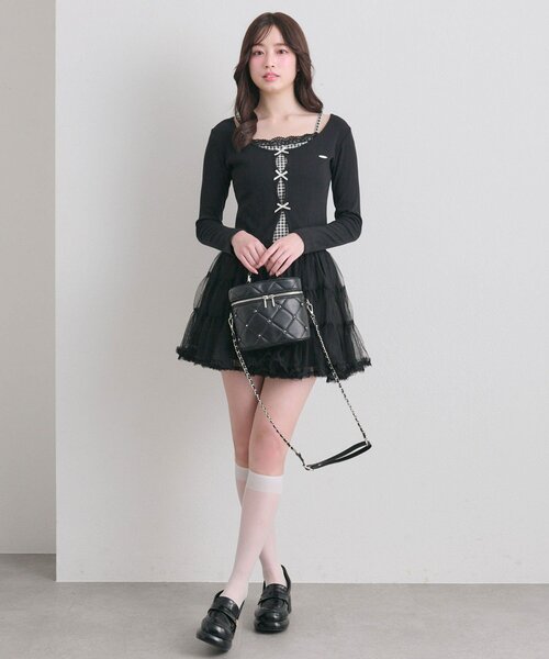 OLIVE des OLIVE（オリーブデオリーブ）の「映えリボントップス（Tシャツ/カットソー・レディース・ブラック/ピンク/サックスブルー/イエロー・FREE）」の18枚目の写真